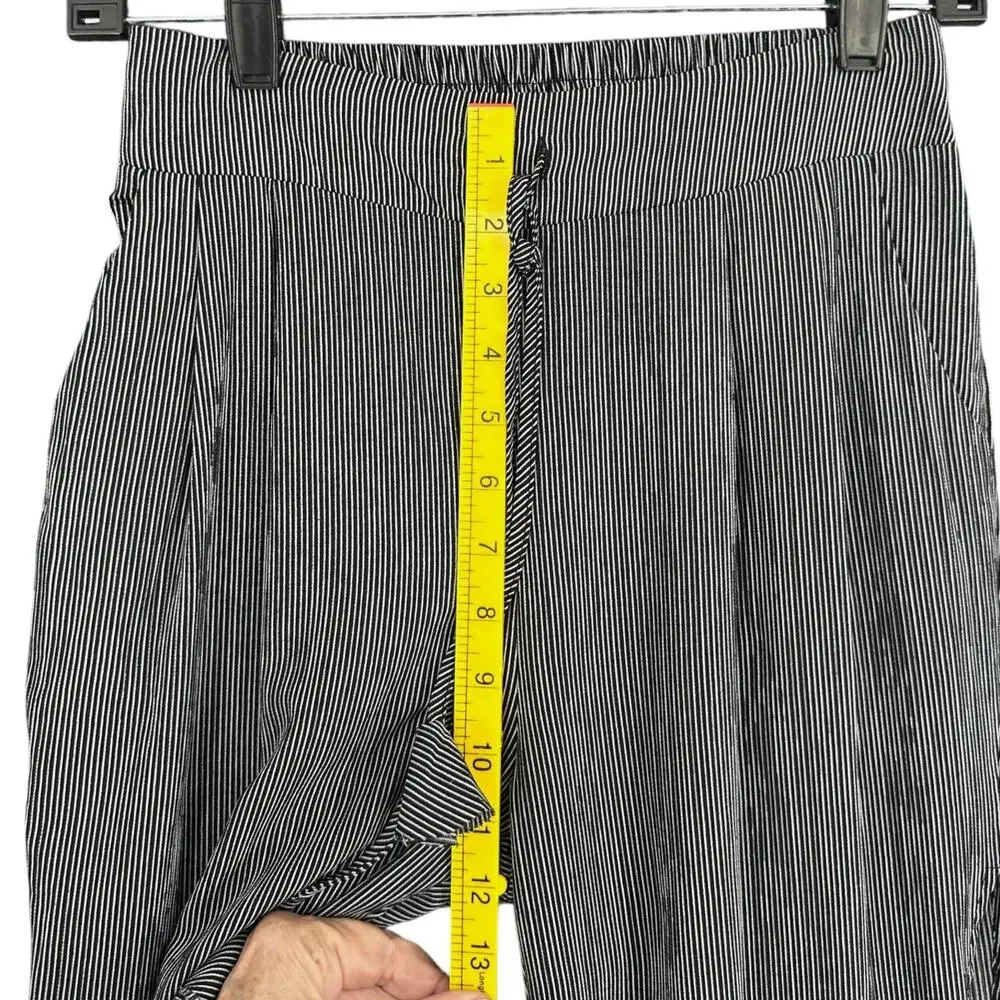 DRESS FORUM Blue White Pinstripe Elastic Waist & Cuffs Casual Womens Pants Small
